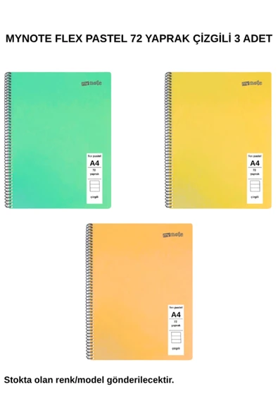 FLEX PASTEL DEFTER A4 72 YAPRAK ÇİZGİLİ 3 ADET ürün görseli 1