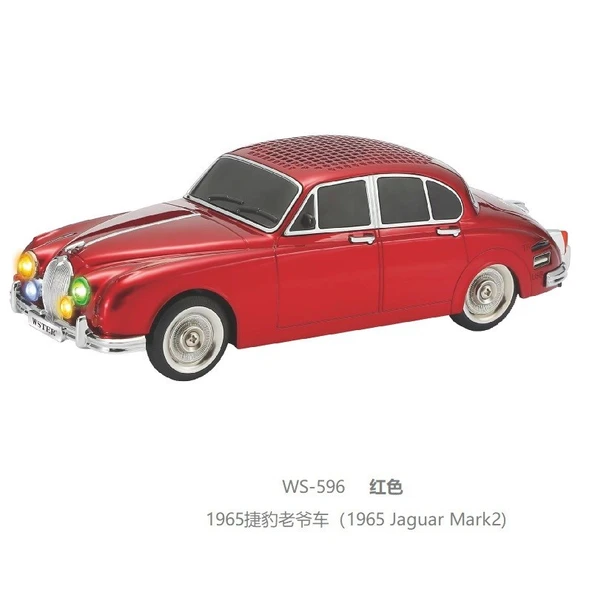 WS-596  Nostaljik Araba Görünümlü Bluetooth,Hafıza Kartı,Usb Bellek,Aux Ve Radyo Destekli Hoparlör (KIRMIZI) ürün görseli 1