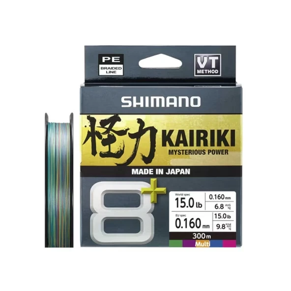 Shimano Örgü Misina Kairiki 8+ 300m 0.16mm 9.8kg Multi C. ürün görseli 1