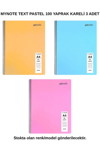 TEXT Pastel Defter A4 100 Yaprak Kareli 3 Adet ürün görseli 1