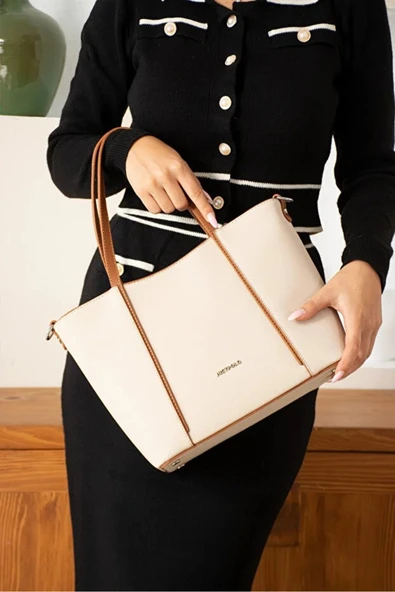 Just Polo Kadın Günlük Kullanıma Uygun Büyük Boy Ayarlanabilir Askılı Lüks El & Omuz Çantası Shoulder Bag ürün görseli 1