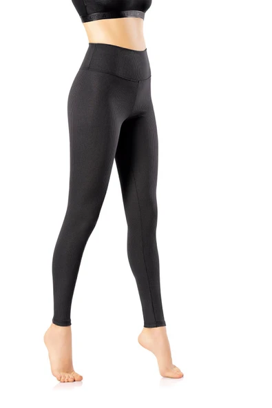 Love Fuchsia Underwear Yüksek Bel Toparlayıcı Dalgıç Kumaş Fitilli Spor Tayt 4117-Siyah ürün görseli 1