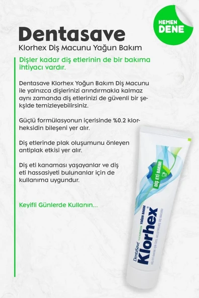 Klorhex Diş Macunu Yoğun Bakım 75 Ml - Resim 2