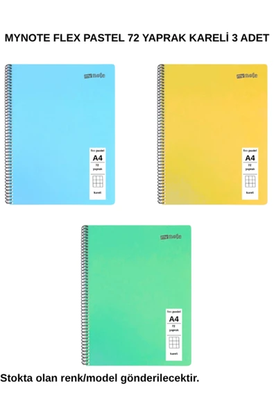 FLEX Pastel Defter A4 72 Yaprak Kareli 3 Adet ürün görseli 1