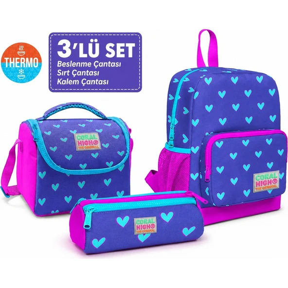 Kids Klap Desenli Iki Bölmeli Okul Çantası 23606+ Beslenme 11703+ Kalemlik 22006 ürün görseli 1