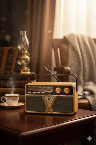 Nostaljik Radyo Görünümlü Bluetooth,Hafıza Kartı,Usb Bellek,Aux Ve Radyo Destekli Hoparlör Ahşap MD-507BT ürün görseli 1