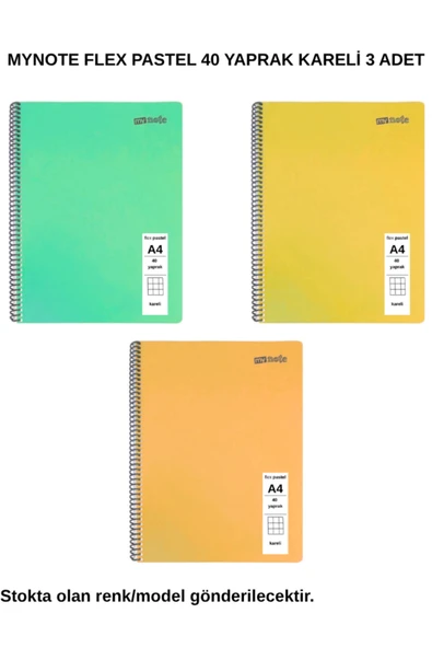 FLEX Pastel Defter A4 40 Yaprak Kareli 3 Adet ürün görseli 1