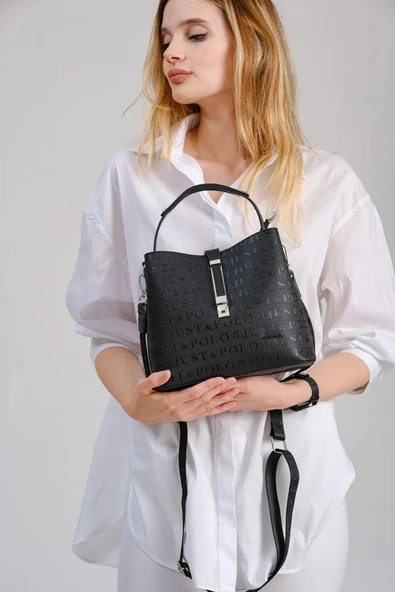Just Polo Kadın Siyah 3 Gözlü Su Geçirmez Çapraz Ve Omuz Çantası 22 X 20 CM ürün görseli 1