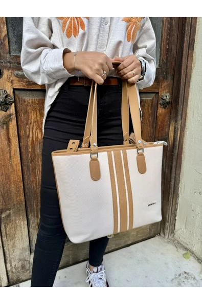 Just Polo Günlük Kombinlere Uygun Kadın Yeni Sezon Büyük Boy 3 Bölmeli Lüks El Ve Omuz Çantası Shoulder Bag ürün görseli 1