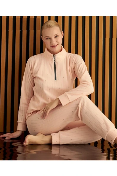 Pijamoni Kadın Fermuarlı Polar Pijama Takımı 3750-7 ürün görseli 1