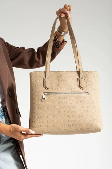 Just Polo Günlük Kombinlere Uygun Kadın Orijinal Vizon Büyük Boy Şık El Çantası Tote Bag ürün görseli 1