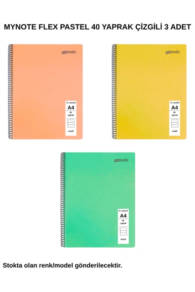 FLEX PASTEL DEFTER A4 40 YAPRAK ÇİZGİLİ 3 ADET ürün görseli 1