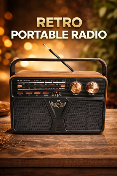 Nostaljik Radyo Görünümlü Bluetooth,Hafıza Kartı,Usb Bellek,Aux Ve Radyo Destekli Hoparlör Siyah (MD-507BT ) ürün görseli 1