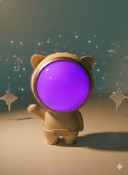 X-878 Astronot Figürlü RGB Işıklı Bluetooth Hoparlör USB & TF Kart Destekli Bej ürün görseli 1