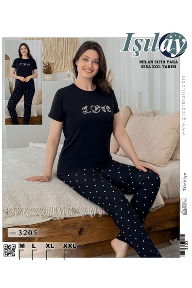 Işılay IŞILAY HOMEWEAR terletmeyen yumuşak PREMİUM Milan Kumaş Sıfır yaka kısa kollu pijama takımı ürün görseli 1
