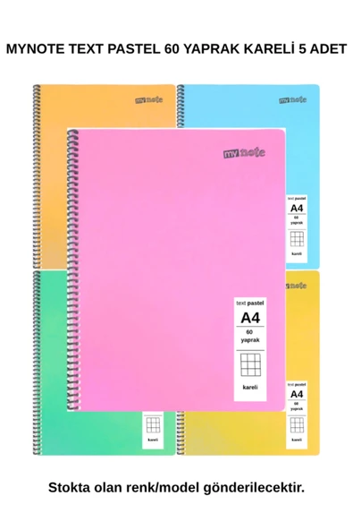 TEXT Pastel Defter A4 60 Yaprak Kareli 5 Adet ürün görseli 1