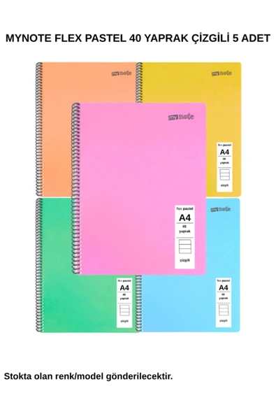 FLEX PASTEL DEFTER A4 40 YAPRAK ÇİZGİLİ 5 ADET ürün görseli 1