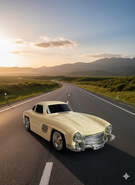 WS-300SL Nostaljik Araba Görünümlü Bluetooth,Hafıza Kartı,Usb Bellek,Aux Ve Radyo Destekli Hoparlör Bej ürün görseli 1