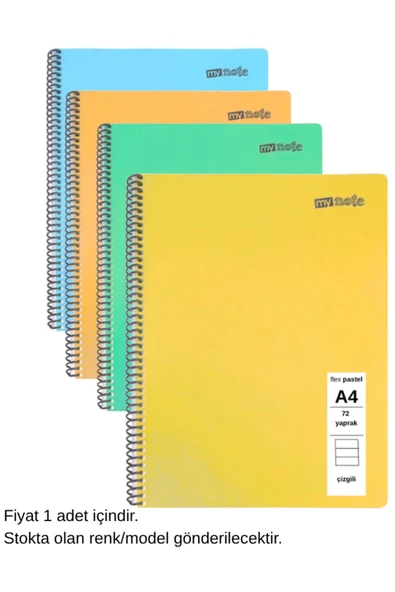 FLEX Pastel Defter A4 72 Yaprak Çizgili 1 Adet ürün görseli 1