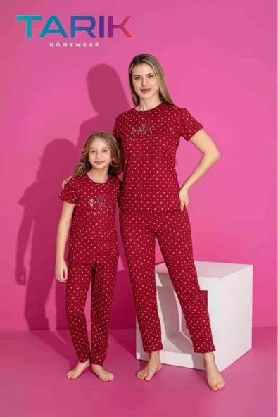 Love Fuchsia Underwear Nefes Alan Milan Kumaş Kısa Kollu Anne-Kız Kombin Pijama Takımı/1Adet Fiyatı,ayrı ayrı satılmaktadır ürün görseli 1