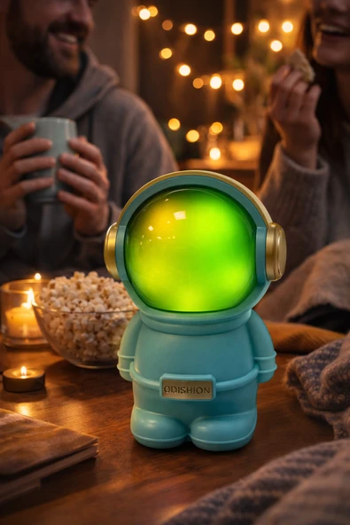 LN-808 Astronot Figürlü RGB Işıklı Bluetooth Hoparlör USB & TF Kart Destekli Mavi ürün görseli 1