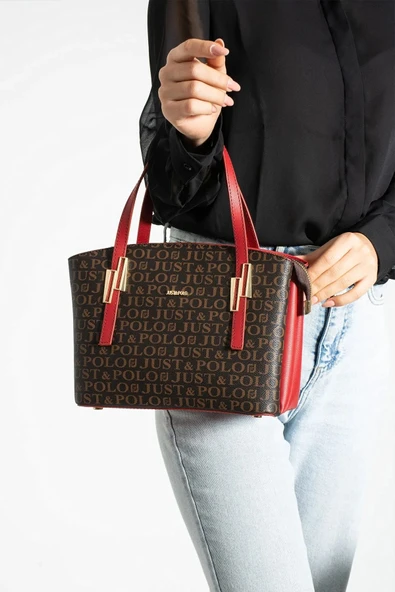 Just Polo Kadın Monogram Baskılı El Ve Omuz Çantası 232066MH ürün görseli 1