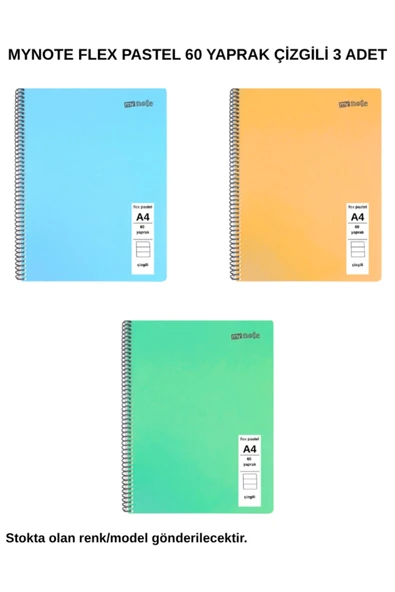 FLEX PASTEL DEFTER A4 60 YAPRAK ÇİZGİLİ 3 ADET ürün görseli 1