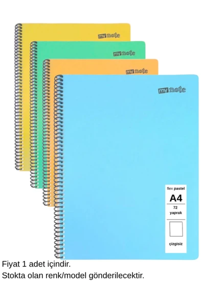 FLEX Pastel Defter A4 72 Yaprak Çizgisiz 1 Adet ürün görseli 1