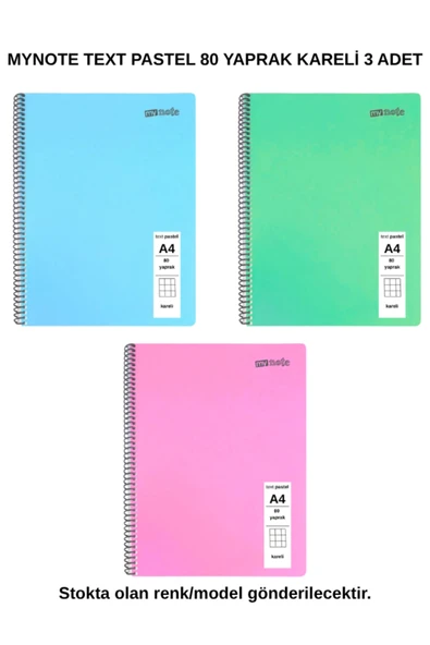 TEXT Pastel Defter A4 80 Yaprak Kareli 3 Adet ürün görseli 1