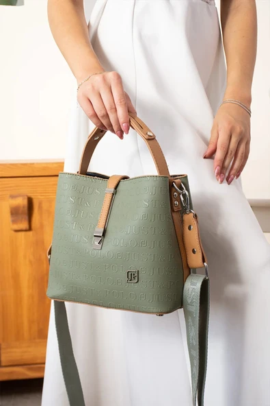 Just Polo Kadın Yeşil Taba 3 Gözlü Su Geçirmez Çapraz Ve Omuz Çantası 22 X 20 CM ürün görseli 1