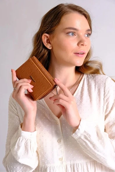 Just Polo Günlük Kombinlere Uygun Kadın 6 Kart Bölmeli Fermuarlı ve ÇıtÇıt Kapamalı Şık Cüzdan Shopper ürün görseli 1