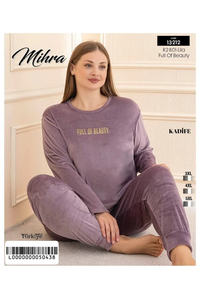Mihra Fransız Kadife Battal Büyük Beden Pijama Takımı ürün görseli 1