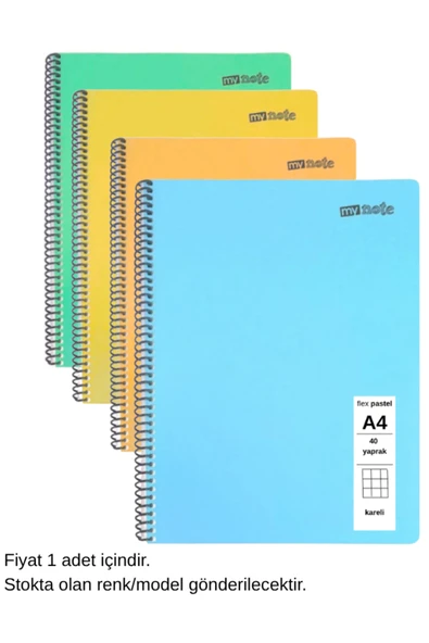 FLEX Pastel Defter A4 40 Yaprak Kareli 1 Adet ürün görseli 1