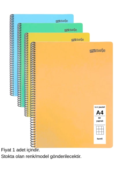 TEXT Pastel Defter A4 60 Yaprak Kareli 1 Adet ürün görseli 1