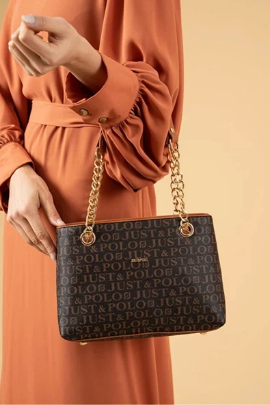 Just Polo Kadın Orta Boy Zincir Detaylı Ayarlanabilir Askılı Şık El & Omuz Çantası Shoulder Bag ürün görseli 1