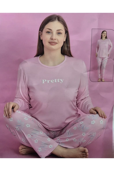 WESHA Milan Kumaş battal büyük beden uzun kollu Pijama Takımı ürün görseli 1