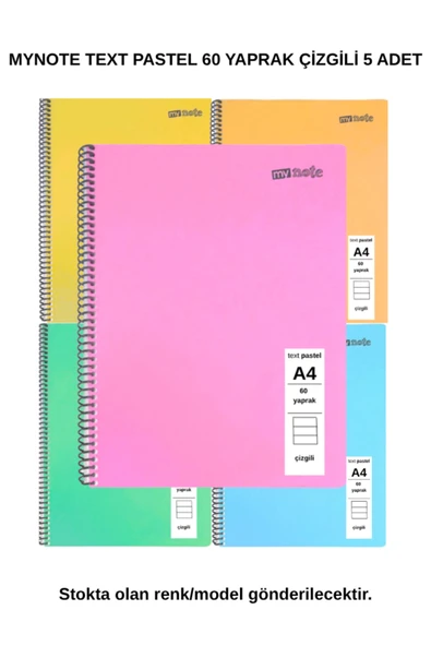 TEXT PASTEL DEFTER A4 60 YAPRAK ÇİZGİLİ 5 ADET ürün görseli 1