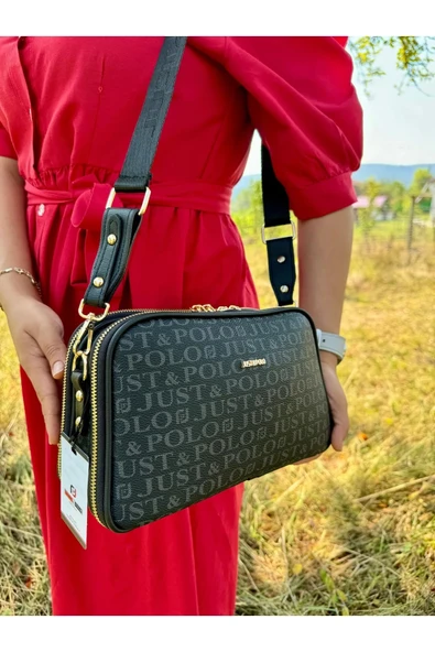 Just Polo Kadın Günlük Kullanıma Uygun Baskılı Ayarlanabilir Askılı Şık Omuz Çantası EBAT: 26 X 16 CM ürün görseli 1