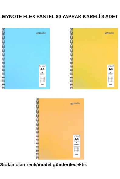FLEX Pastel Defter A4 80 Yaprak Kareli 3 Adet ürün görseli 1