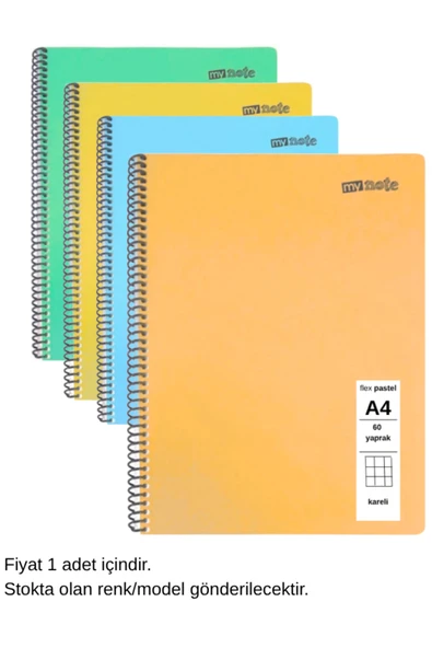 FLEX Pastel Defter A4 60 Yaprak Kareli 1 Adet ürün görseli 1