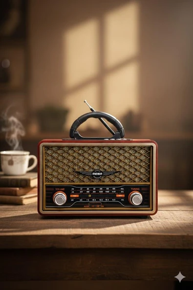 M-156BT Nostaljik Radyo Görünümlü Bluetooth,Hafıza Kartı,Usb Bellek,Aux Ve Radyo Destekli Hoparlör Gold ürün görseli 1