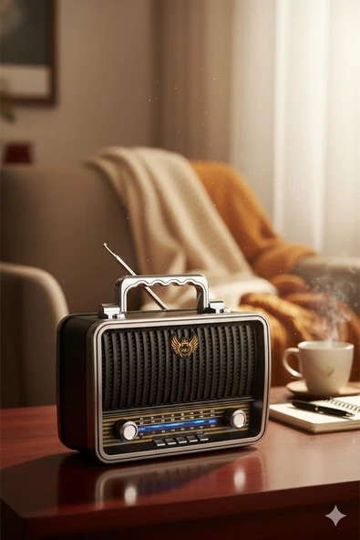 MD-1909BT Nostaljik Radyo Görünümlü Bluetooth,Hafıza Kartı,Usb Bellek,Aux Ve Radyo Destekli Hoparlör Siyah ürün görseli 1
