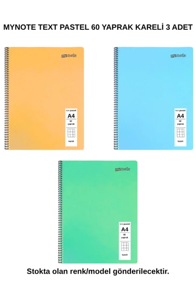 TEXT Pastel Defter A4 60 Yaprak Kareli 3 Adet ürün görseli 1