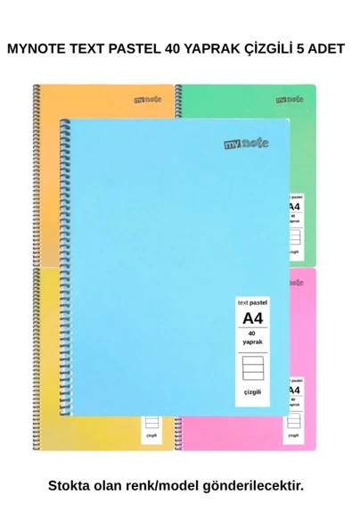 TEXT PASTEL DEFTER A4 40 YAPRAK ÇİZGİLİ 5 ADET ürün görseli 1