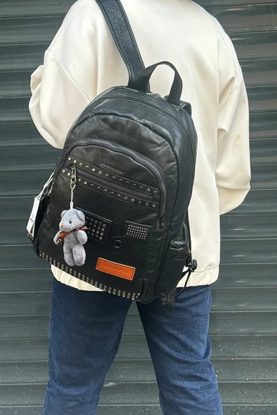 Just Polo Günlük Kombinlere Uygun Kadın Siyah İthal Yıkamalı Deri Okul & Sırt Çantası Shopper 2310000MH ürün görseli 1