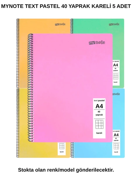 TEXT Pastel Defter A4 40 Yaprak Kareli 5 Adet ürün görseli 1