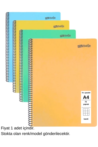 FLEX Pastel Defter A4 72 Yaprak Kareli 1 Adet ürün görseli 1
