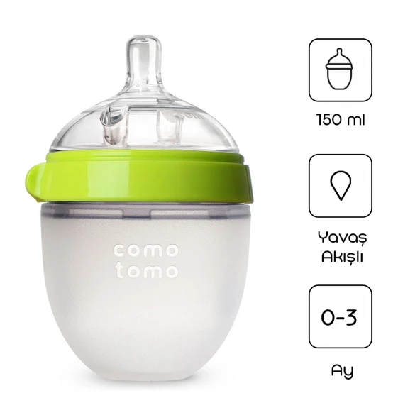 Comotomo Antikolik Silikon Biberon 150 Ml 0-3 Ay Yeşil ürün görseli 1