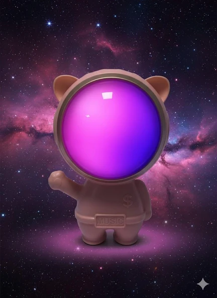 X-878 Astronot Figürlü RGB Işıklı Bluetooth Hoparlör USB & TF Kart Destekli Pembe ürün görseli 1