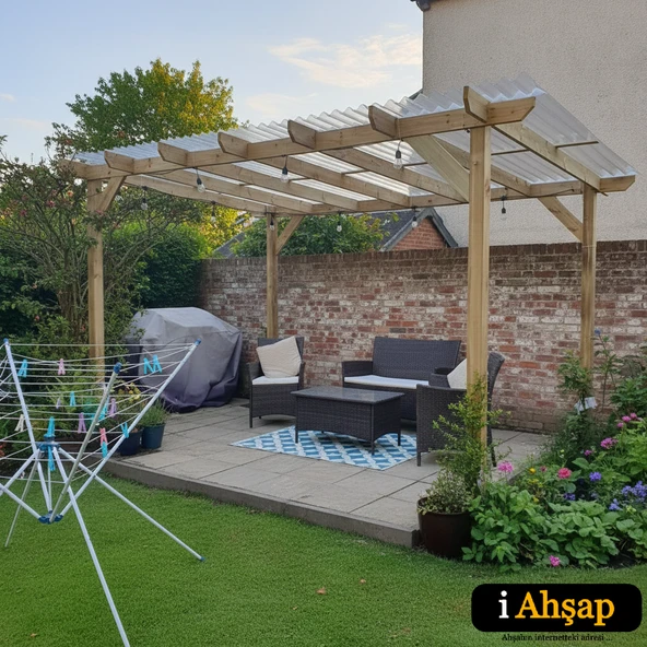iAhşap Veranda Ahşap Pergole Veranda Kamelya p2 | Ebat-3x3 METRE | Trapez-yok ürün görseli 1